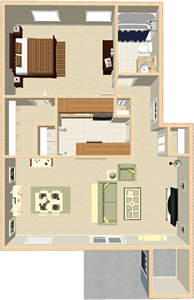 One bedroom one bathroom floor plan
